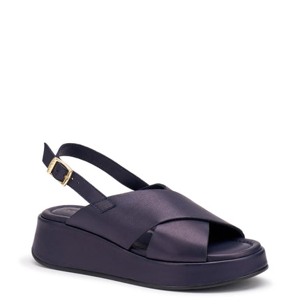 Frau Sandali con Zeppa Donna in Pelle Blu 04M4 NAPPA BLU Frau 
