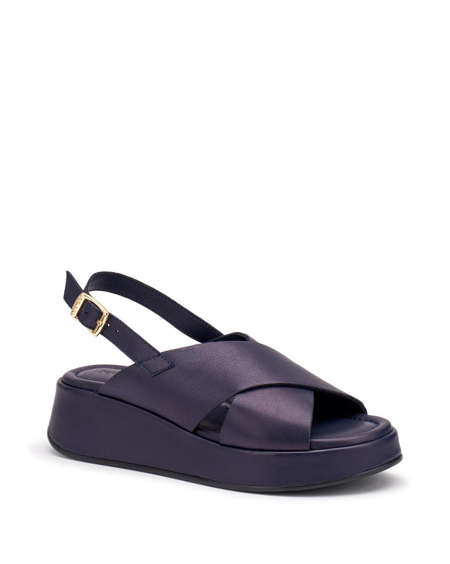 Frau Sandali con Zeppa Donna in Pelle Blu 04M4 NAPPA BLU Frau 