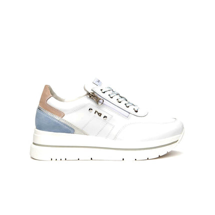 NeroGiardini Sneakers Donna in Pelle Bianca con Lacci e Zip - MARIO SPATARELLA