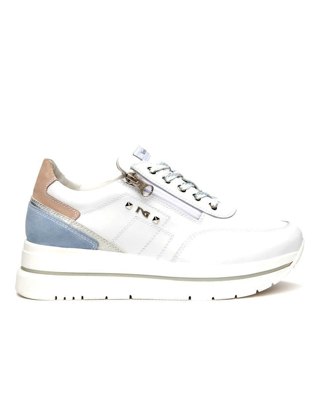 NeroGiardini Sneakers Donna in Pelle Bianca con Lacci e Zip - MARIO SPATARELLA