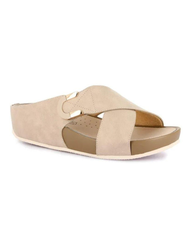 Grunland Sandalo Donna Ciabatta Confort con Velcro in Tessuto Beige - MARIO SPATARELLA