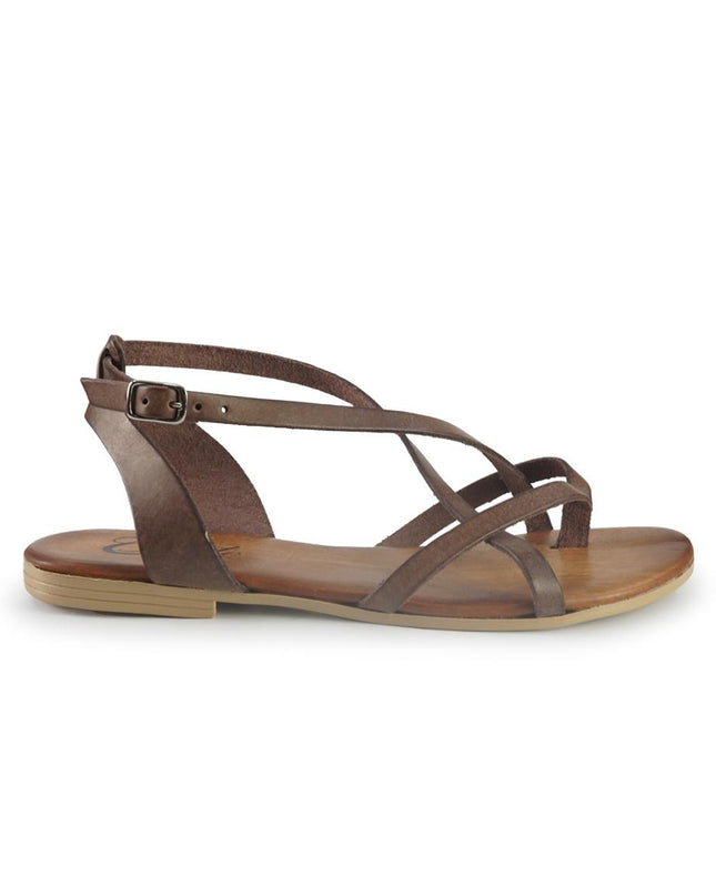 Sandali Bassi Flat Donna Infradito in Pelle Moro 2708 MORO Clanto 