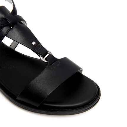 Nero Giardini Sandalo Donna Basso in Pelle Nera E615895D NERO 100 Nero Giardini 