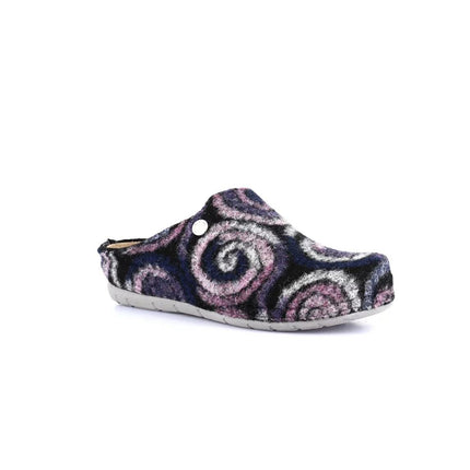 Pantofole Donna con Zeppa in Lana Fantasia Nero CI2963 PRAU NERO Grunland 