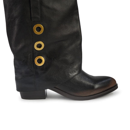 Stivali con Risvolto Bruno Premi Tacco Tex in Pelle Nero Cuoio BM5606 CUOIO Bruno Premi 