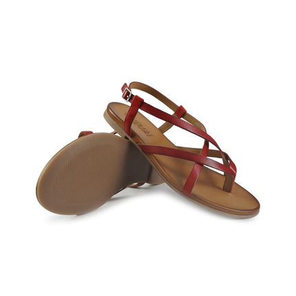 Vueva Sandali Infradito Flat Donna in Pelle Rosso - MARIO SPATARELLA