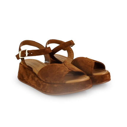 Frau Sandali con Zeppa Donna in Camoscio Bruciato 04B2 VELOUR BRUCIATO Frau 