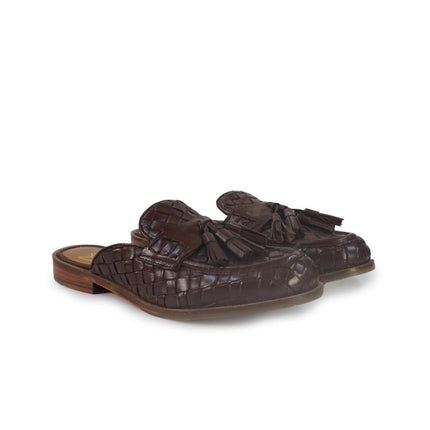 Taj Sandalo Sabot Donna in Pelle Intrecciata Marrone - MARIO SPATARELLA