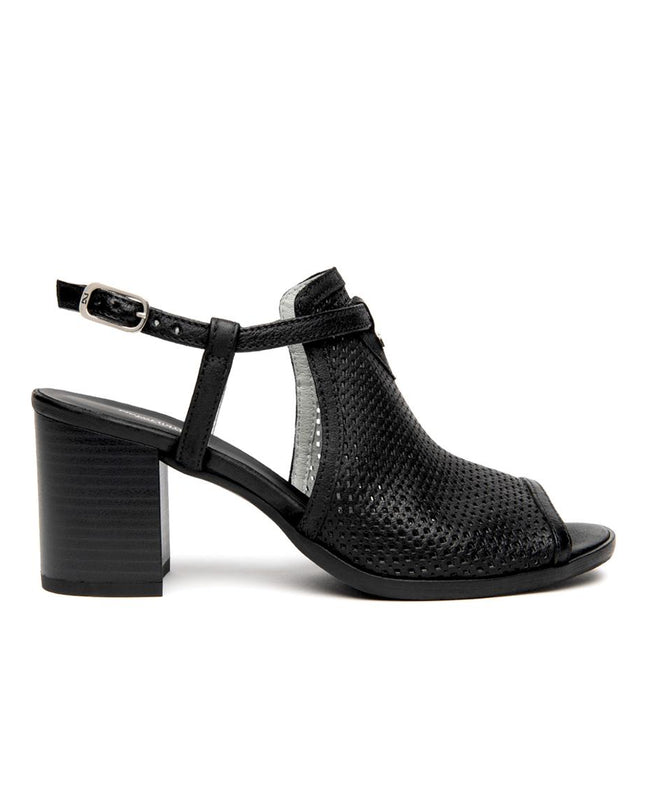 Nero Giardini Sandali Donna con Tacco in Pelle Microforata Nera E615840D NERO 100 Nero Giardini 