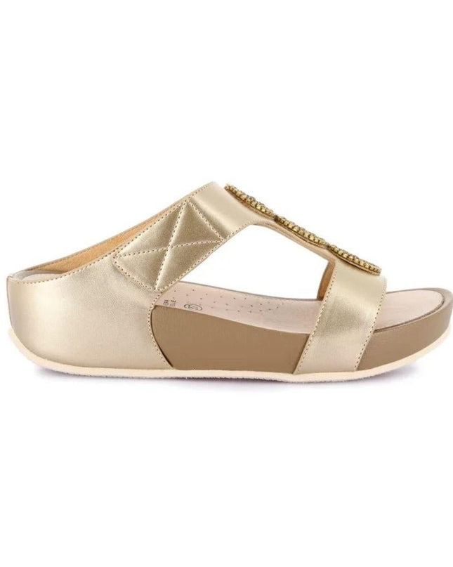 Grunland Sandalo Donna Ciabatta Confort con Velcro in Tessuto Platino - MARIO SPATARELLA