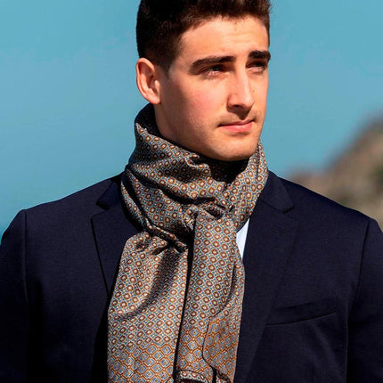 Foulard Uomo in Seta Stampa Marrone ASK78C U SILK MARRON Colores de Otono 