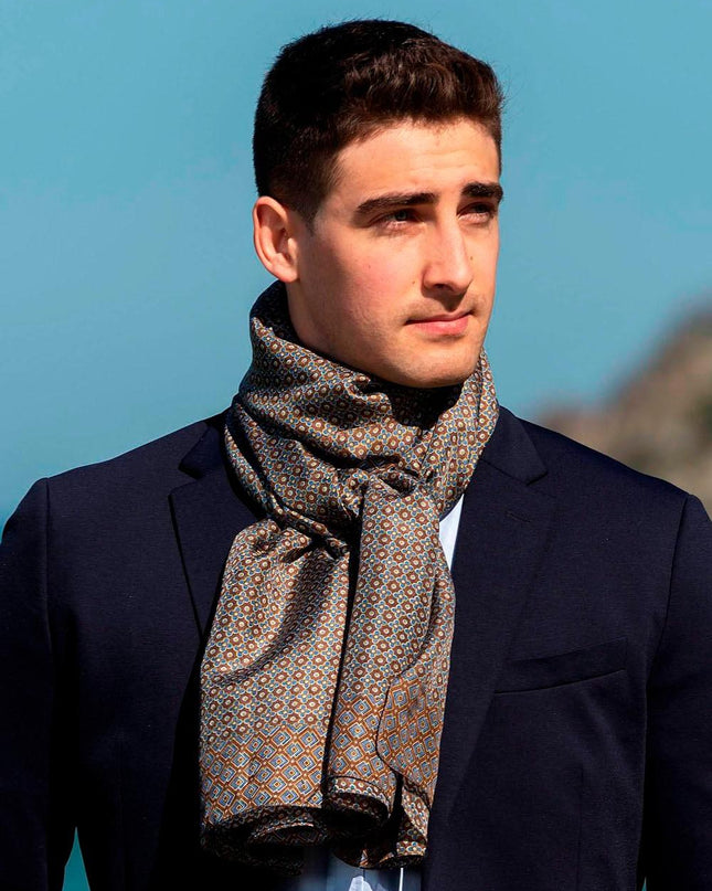 Foulard Uomo in Seta Stampa Marrone ASK78C U SILK MARRON Colores de Otono 