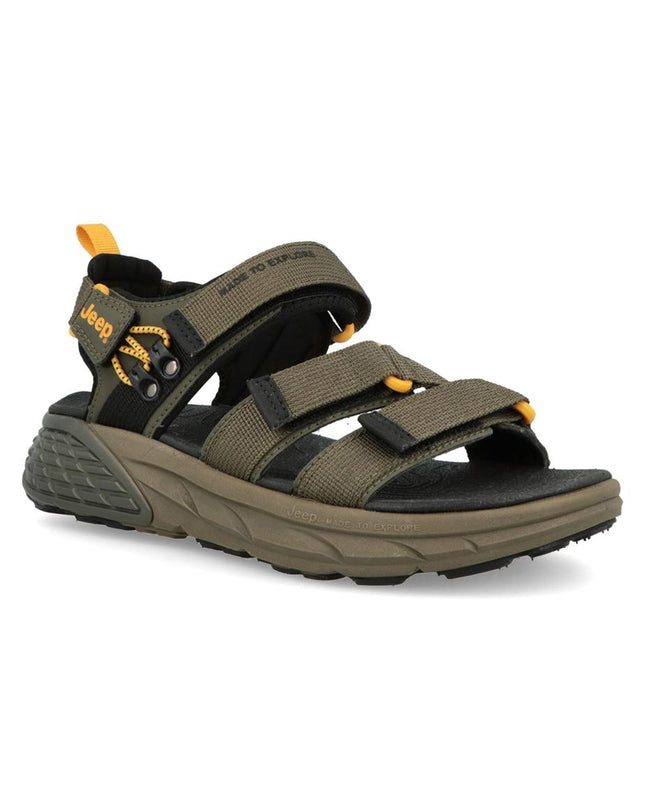 Jeep Sandali Uomo con Doppio Velcro in Tessuto Verde GROOVE SANDAL MILITARY Jeep Footwear 