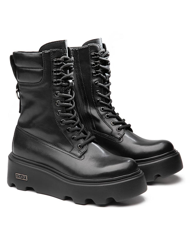 Anfibi Cult Donna con Zeppa in Pelle Nero CLW457000 NEW ROCK BLACK Cult 