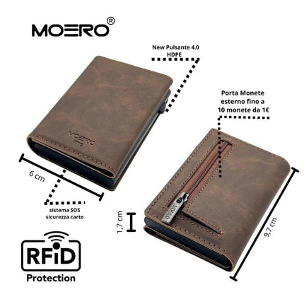 Moero Pro Vintage Dark Brown Zip Portafoglio Slim PRO VINTAGE DARK BROWN ZIP DARK BROWN Moero 