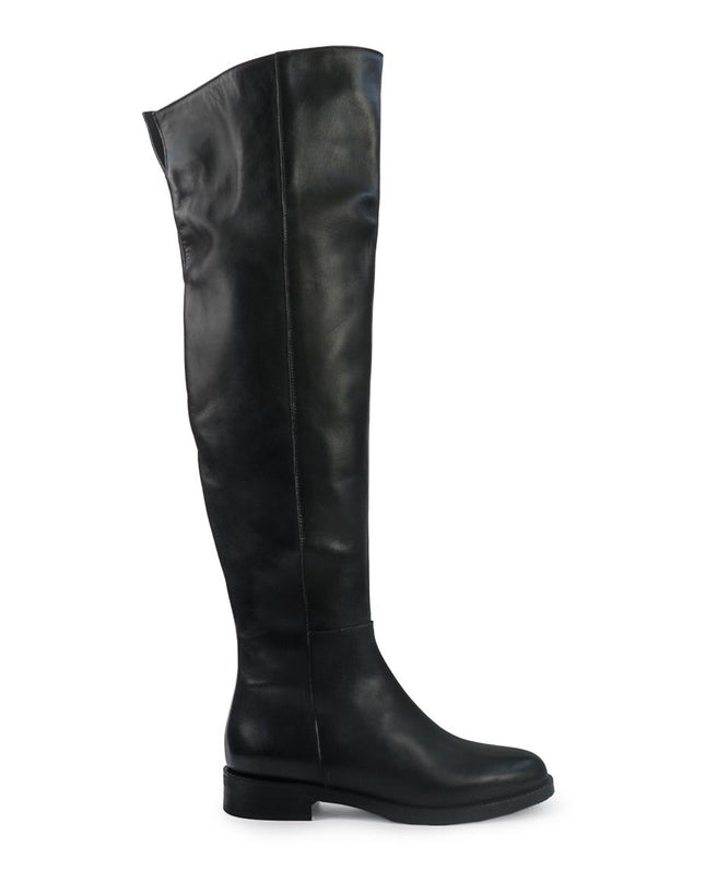 Gianni Crasto Stivale Donna in Pelle Nera con Tacco Basso e Gambale Alto Sopra il Ginocchio 2074 BLACK Gianni Crasto 