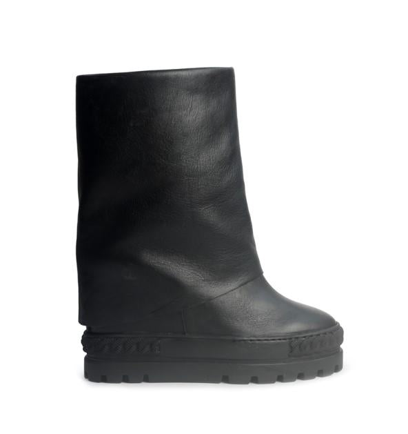 Tsakiris Mallas Stivali Donna con Risvolto e Zeppa in Pelle Nero 622 NINA PELLE BLACK Tsakiris Mallas 