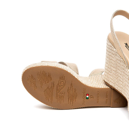 NeroGiardini Sandali Donna con Zeppa in Pelle Laminata Miele - MARIO SPATARELLA