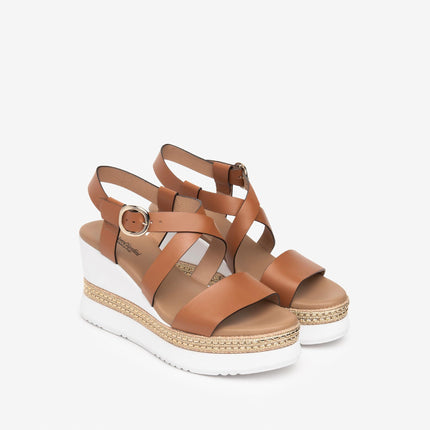 Nero Giardini Sandali Donna con Zeppa in Pelle Cognac Cuoio E513550D COGNAC 329 Nero Giardini 