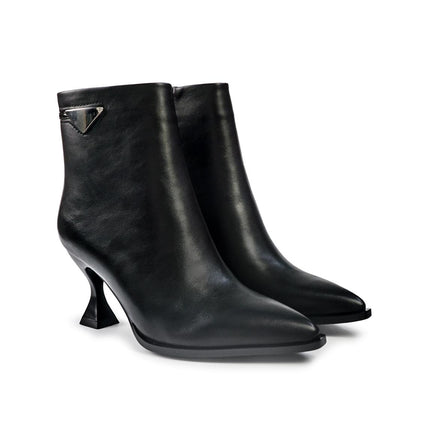 Exe Stivaletti Donna a Punta e Tacco Rocchetto in Ecopelle Nero - MARIO SPATARELLA