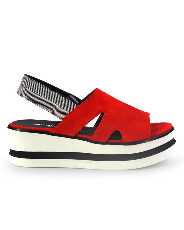 Gianmarco Sorelli Sandalo Donna Platform con Zeppa in Camoscio Rosso 2101 XARA RED Gianmarco Sorelli 
