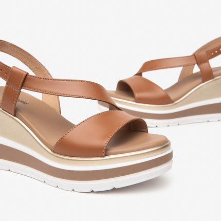 Nero Giardini Sandali Donna con Zeppa in Pelle Cognac Cuoio E513520D COGNAC 329 Nero Giardini 