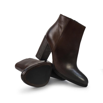 Gianni Crasto Stivaletti Donna alla Caviglia in Pelle Marrone con Tacco Alto 8563 PAGLIETTE Gianni Crasto 