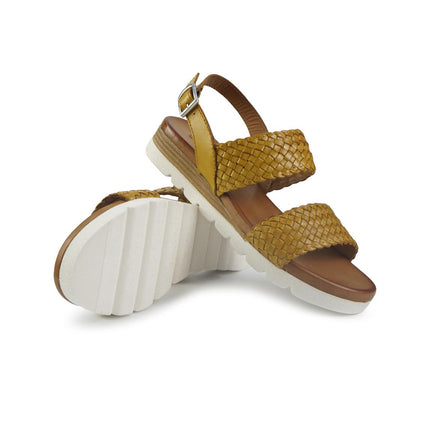 Vueva Sandali Zeppa Bassa Donna in Pelle Gialla WD311R22 YELLOW Vueva 