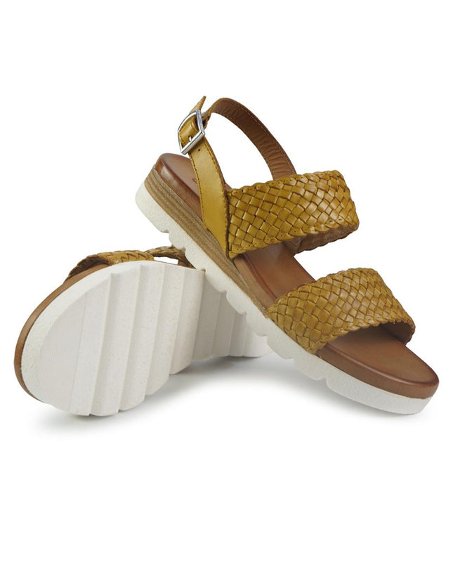 Vueva Sandali Zeppa Bassa Donna in Pelle Gialla WD311R22 YELLOW Vueva 