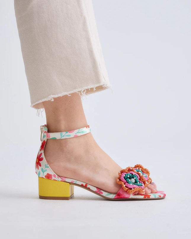 Exe Sandalo Donna Multicolore Fantasia con Tacco Giallo CAPRI400 FLOWERS Exe 