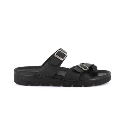 Grunland Sandali Infradito Uomo Doppia Fibbia in Pelle Nera CI3097 LERO NERO Grunland 