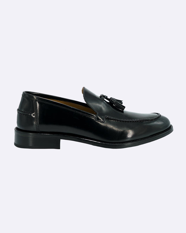 Mocassini Uomo in Pelle Nero Fondo Cuoio con Nappine Elegante Cerimonia Sposo PIANTA 7 NERO LUX Rogal's 