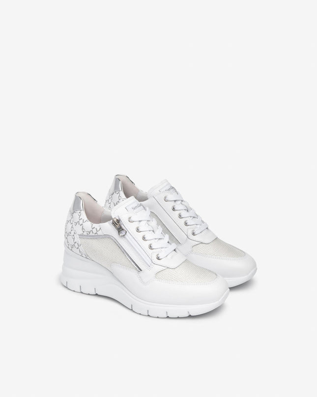 Nero Giardini Sneakers Donna con Zeppa in Pelle Bianca E512940D BIANCO 707 Nero Giardini 