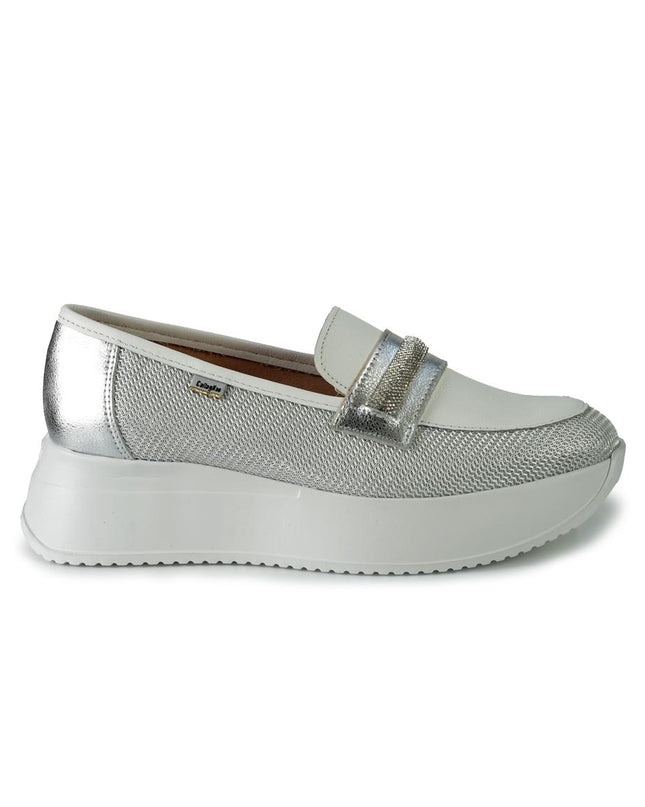 Callaghan Mocassini Donna in Pelle e Tessuto Argento 60303 BABYLON BLANCO Callaghan 