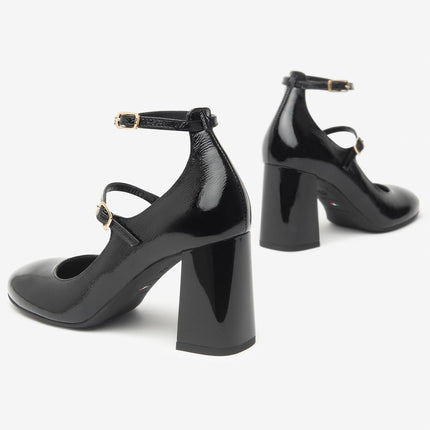 Nero Giardini Mary Jane con Doppio Cinturino in Vernice Nero - MARIO SPATARELLA