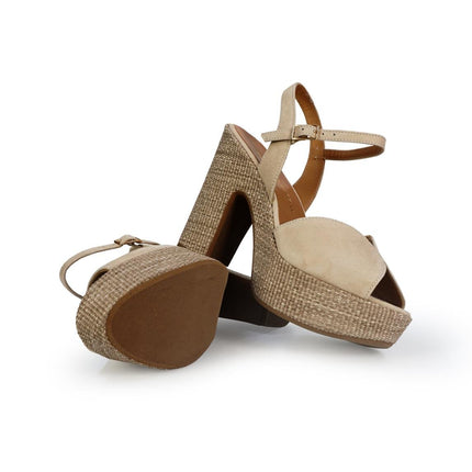 Gianmarco Sorelli Sandalo Donna con Tacco Alto e Plateau in Camoscio Ecru - MARIO SPATARELLA