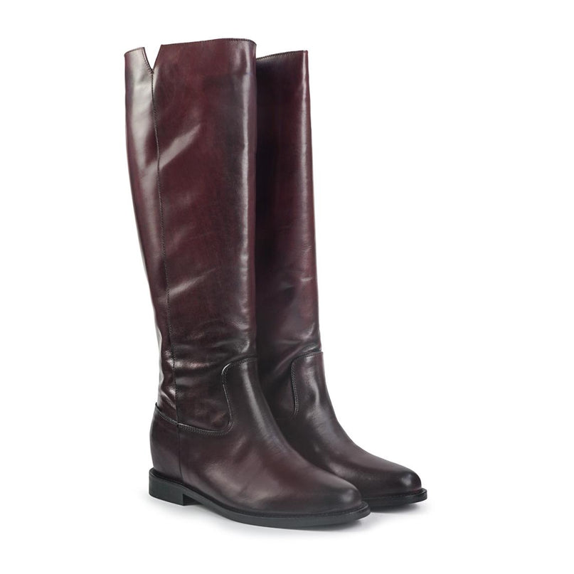 Spatarella Stivali Donna con Zeppa Tubolare in Pelle Bordo BZ131 BORDEAUX Spatarella 