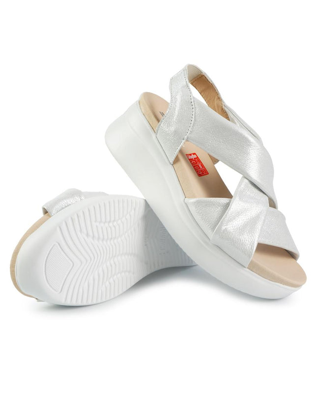 Callaghan Sandali Donna con Zeppa in Pelle Laminata Argento 29904 LLANA MARFIL Callaghan 