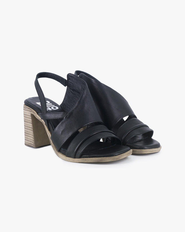 Sandali Donna con Tacco in Pelle Nera Y3705 NERO Bueno 