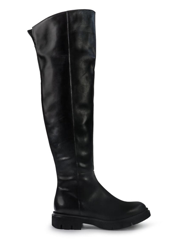 Gianni Crasto Stivale Donna in Pelle Nera con Tacco Medio e Gambale Alto Sopra il Ginocchio - MARIO SPATARELLA