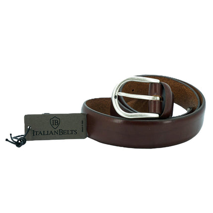 Cintura Uomo in Pelle Cuoio 035.1 ROSSO INGLESE Italian Belts 
