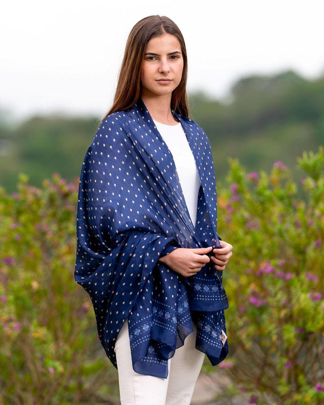 Foulard Pareo in Seta Stampa Blu - MARIO SPATARELLA