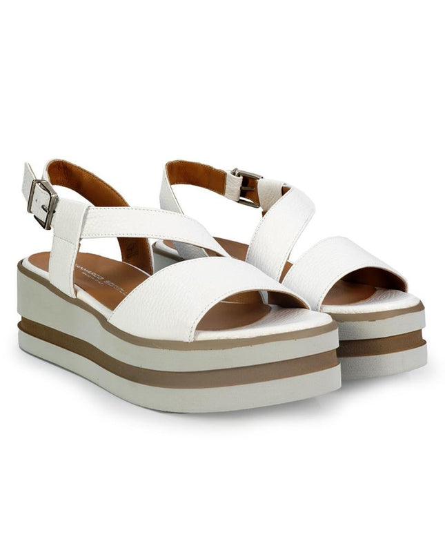 Gianmarco Sorelli Sandalo Donna Platform con Zeppa in Pelle Bianca - MARIO SPATARELLA