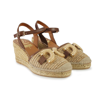 Viguera Espadrillas Alta in Pelle e Raffia 2206 NATURAL Viguera 