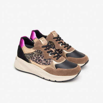 Nero Giardini Sneakers Donna con Zeppa in Camoscio Multicolor Animalier I411531D MOU 442 Nero Giardini 