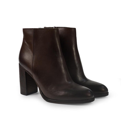 Gianni Crasto Stivaletti Donna alla Caviglia in Pelle Marrone con Tacco Alto 8563 PAGLIETTE Gianni Crasto 