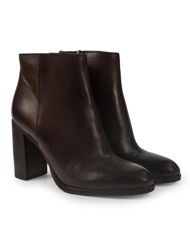 Gianni Crasto Stivaletti Donna alla Caviglia in Pelle Marrone con Tacco Alto 8563 PAGLIETTE Gianni Crasto 