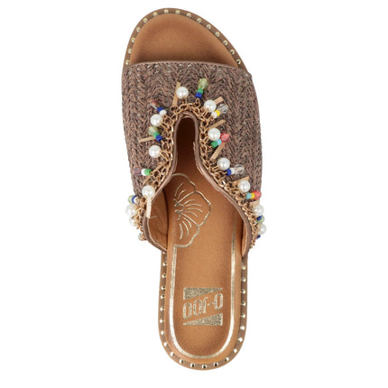 O - Joo Sandalo Flat Donna in Tessuto Marrone Multicolor - MARIO SPATARELLA