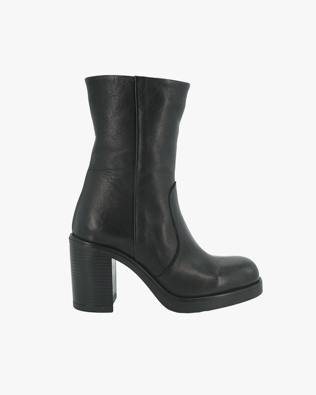 Stivaletto Donna in Pelle Nera Punta Quadrata V2702 NERO Bueno 