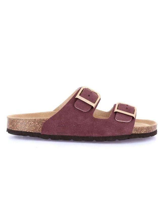 Grunland Sandali Doppia Fibbia Plantare Morbido Sughero Bio Donna in Camoscio Vinaccia CB2631 SARA VINACCIA Grunland 